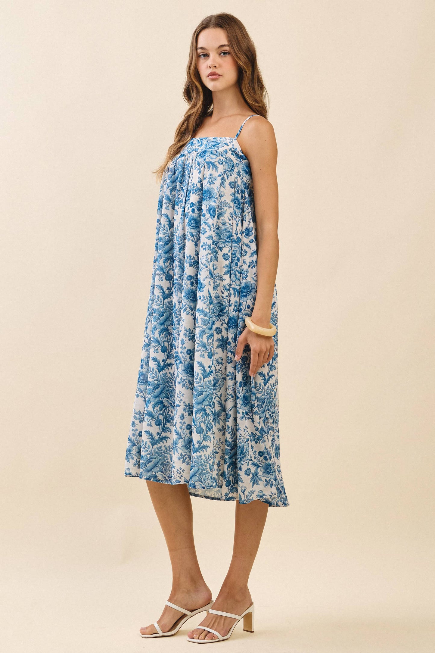 Evelyn Floral Print Swing Midi Dress