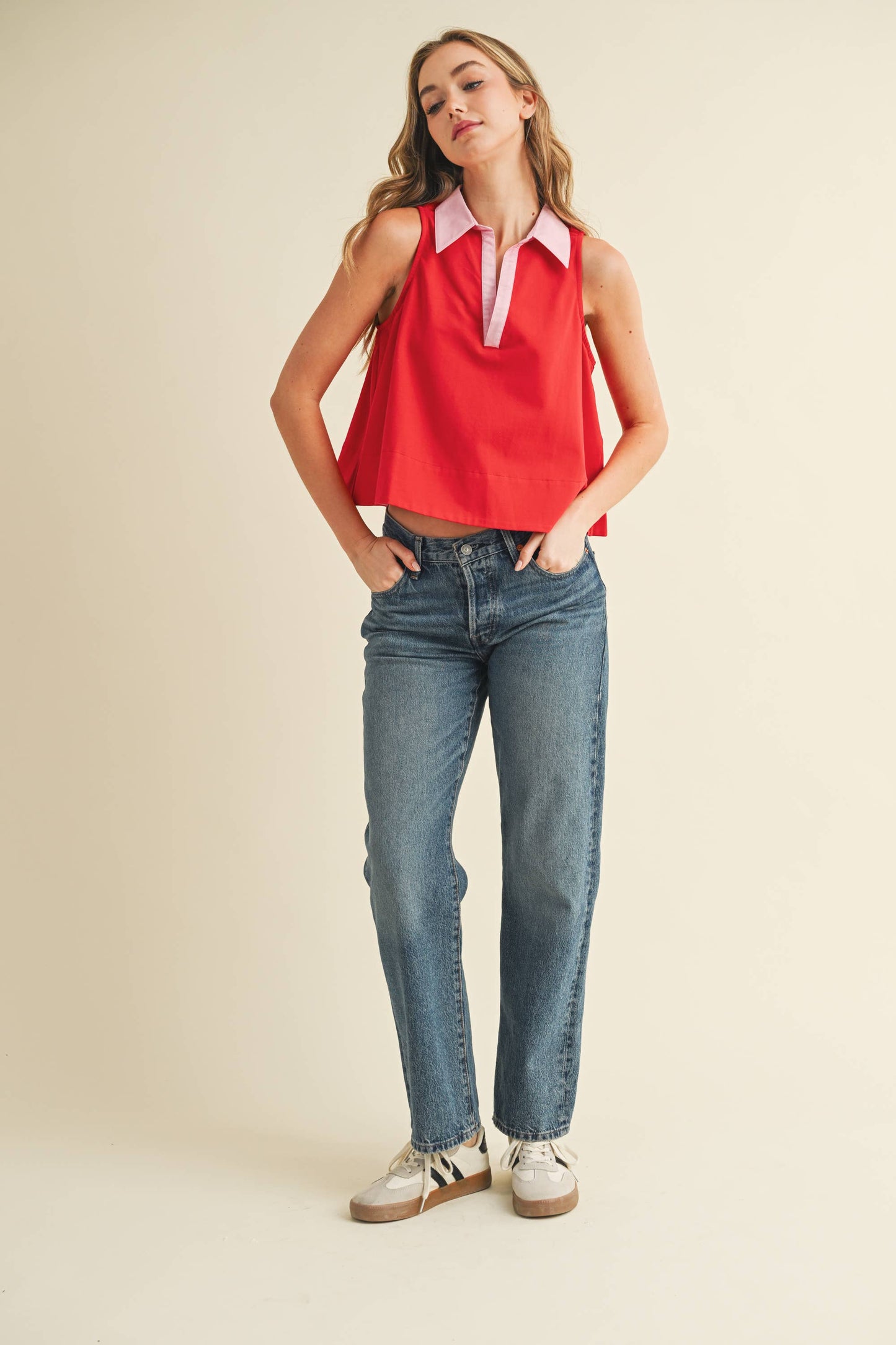 Sara Collared Cotton Poplin Top