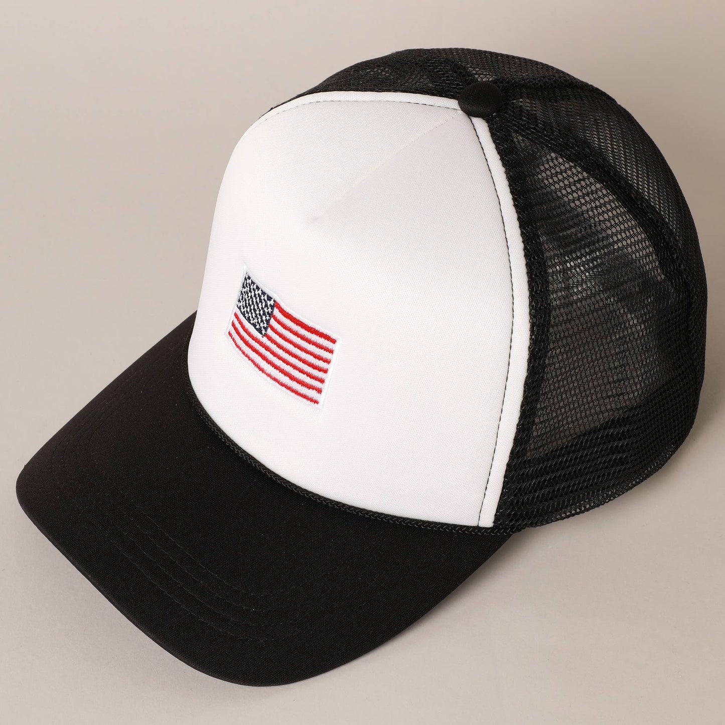 American Flag Embroidered Trucker Hat