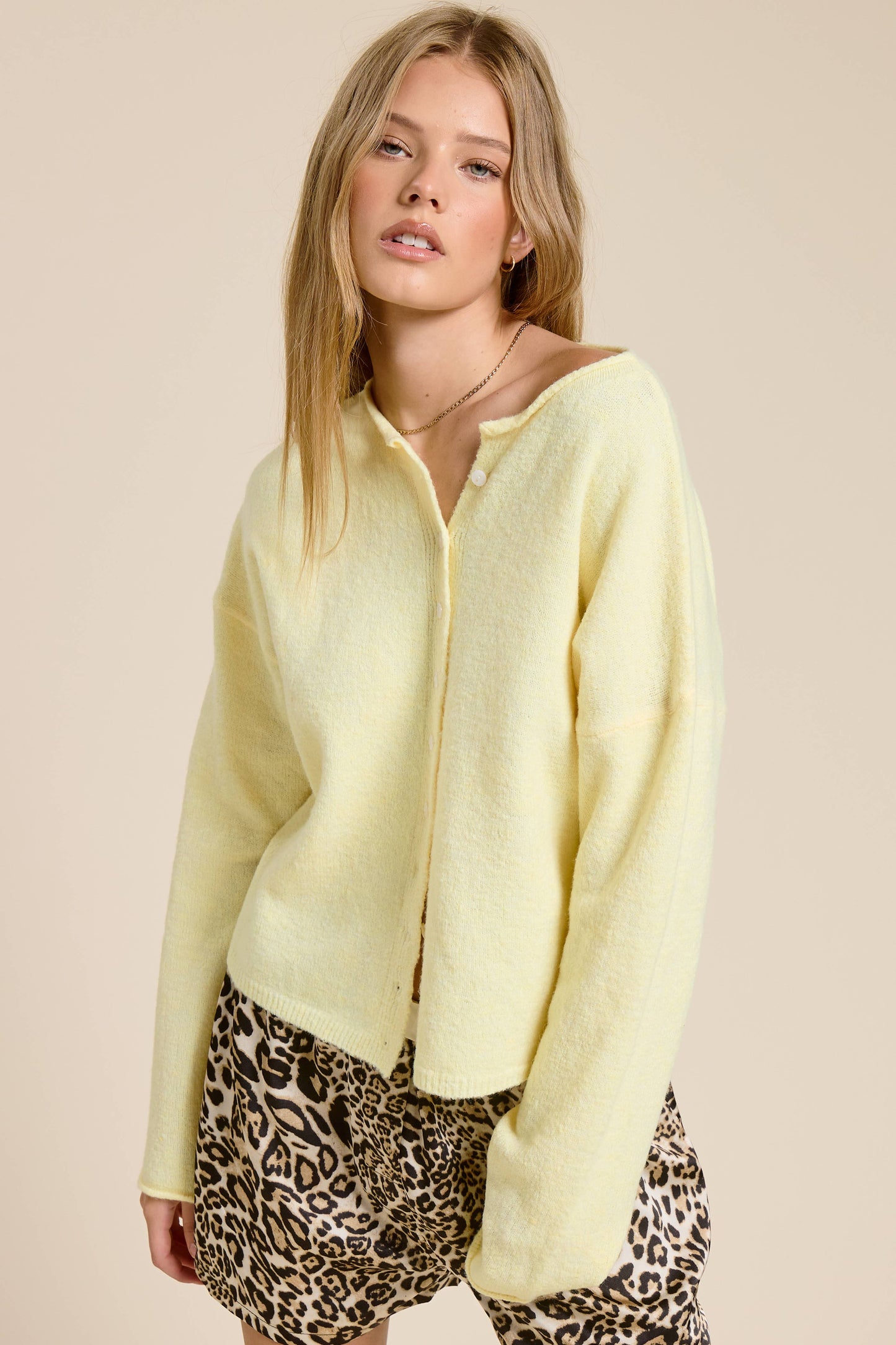 Butter Yellow Essentail Cardigan Sweater