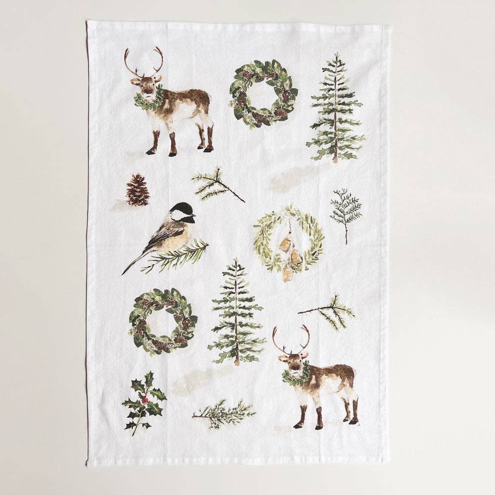 Emily Lex Studio Evergreen Christmas tea towel