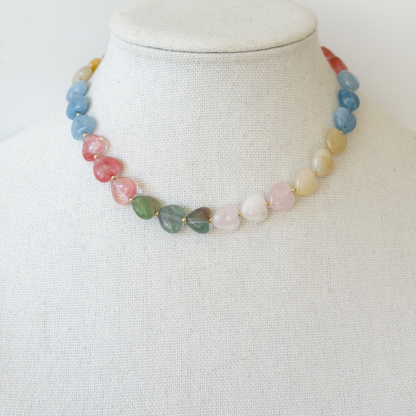 Multicolor Beaded Heart Necklace