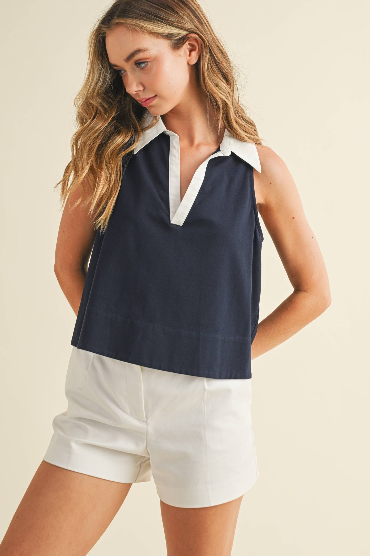 Sara Collared Cotton Poplin Top
