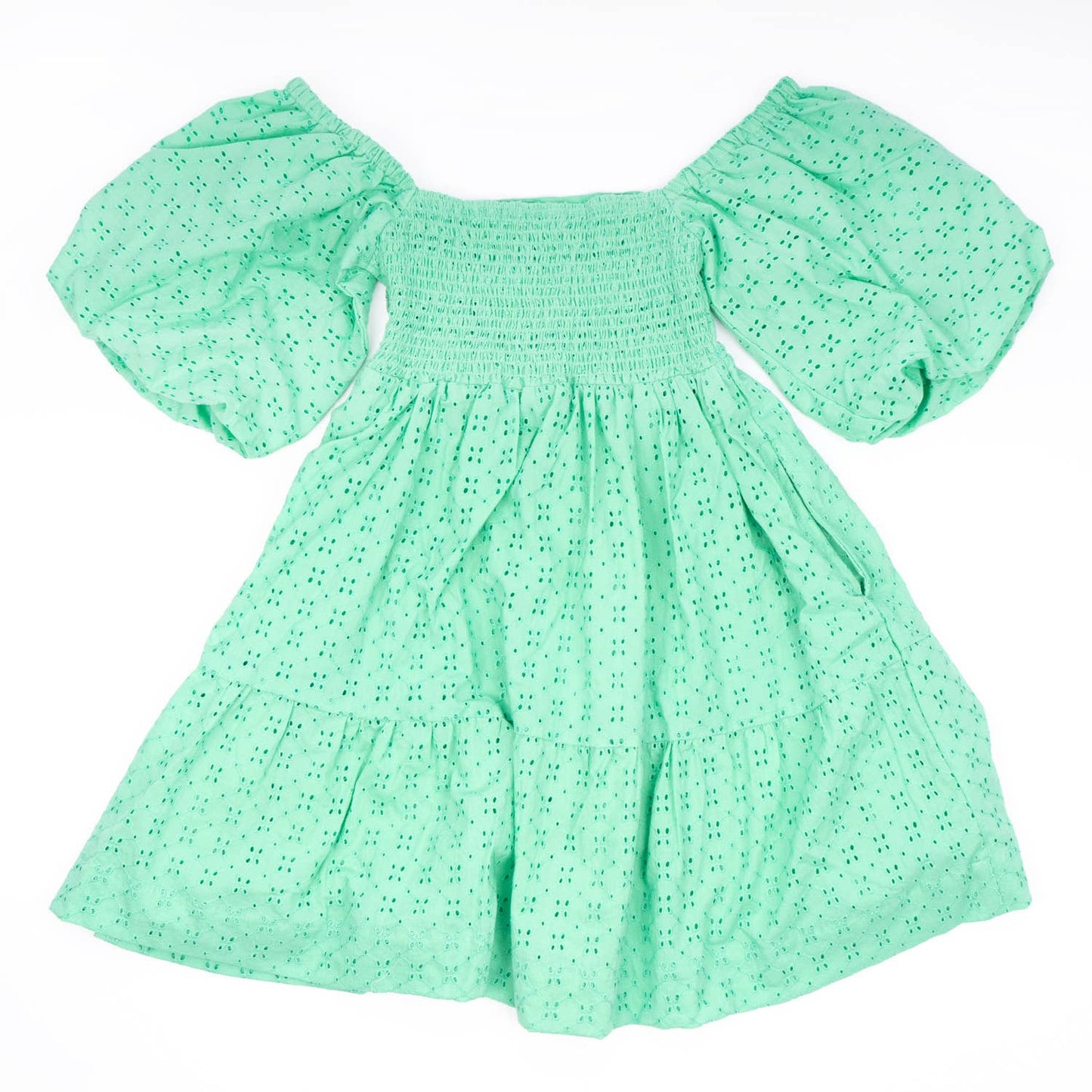 Esmeralda Green Eyelet Smocked Dress