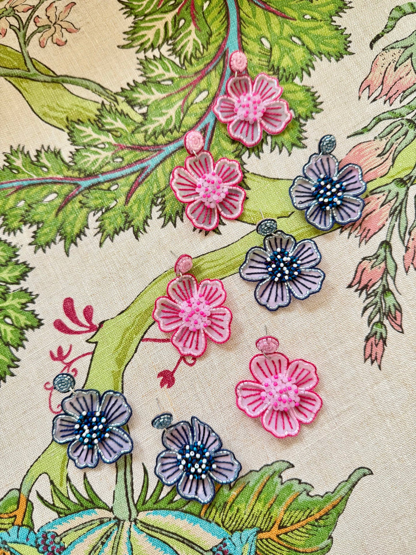 Spring Bloom Earrings in Navy