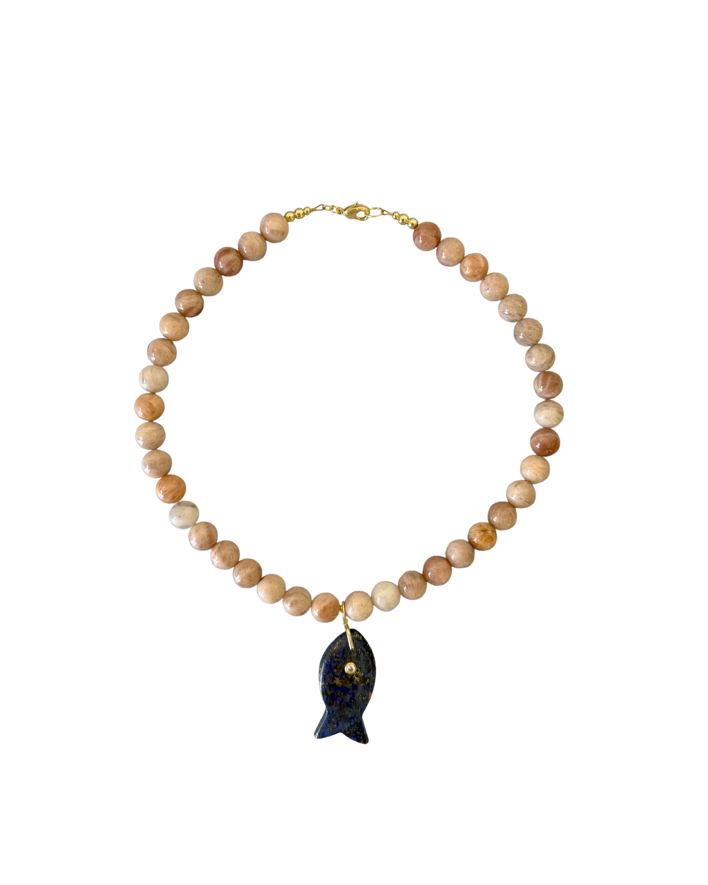 Navy Beaded Fish Necklace