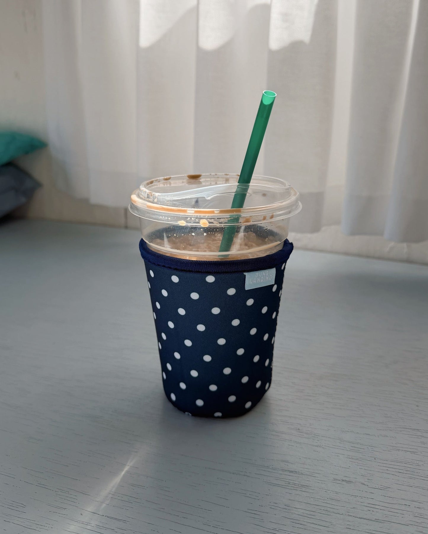 Navy Polka Dot Coozie
