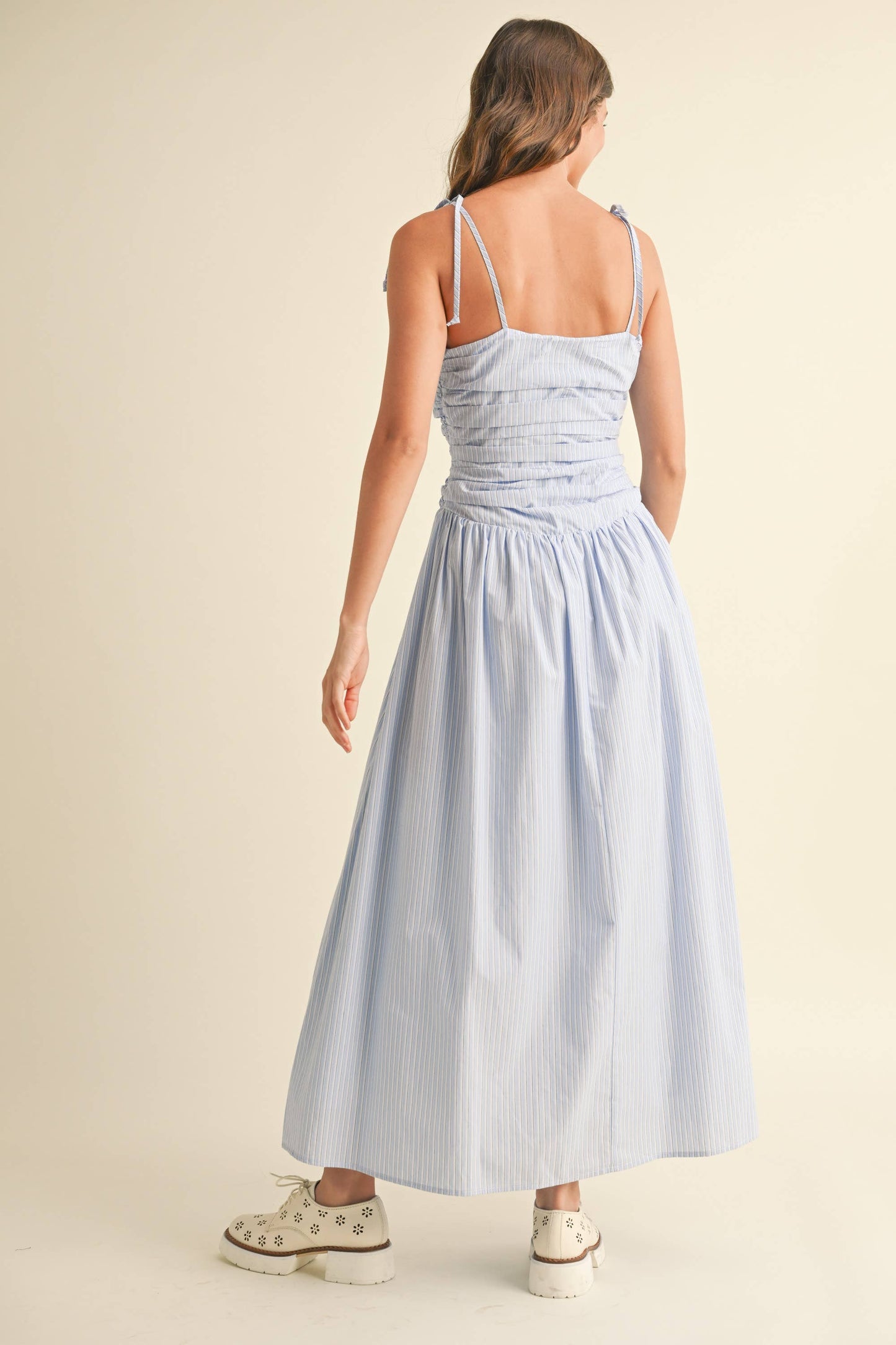 Daphne Blue Stripe Drop Waist Summer Dress