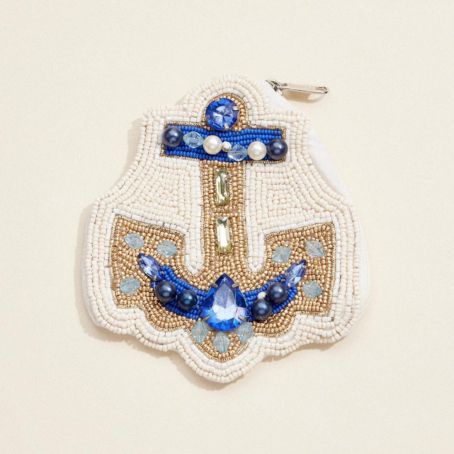 Anchor Beaded Coin Purse