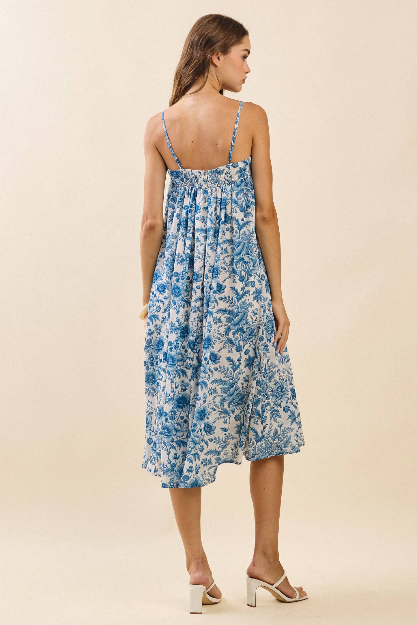 Evelyn Floral Print Swing Midi Dress