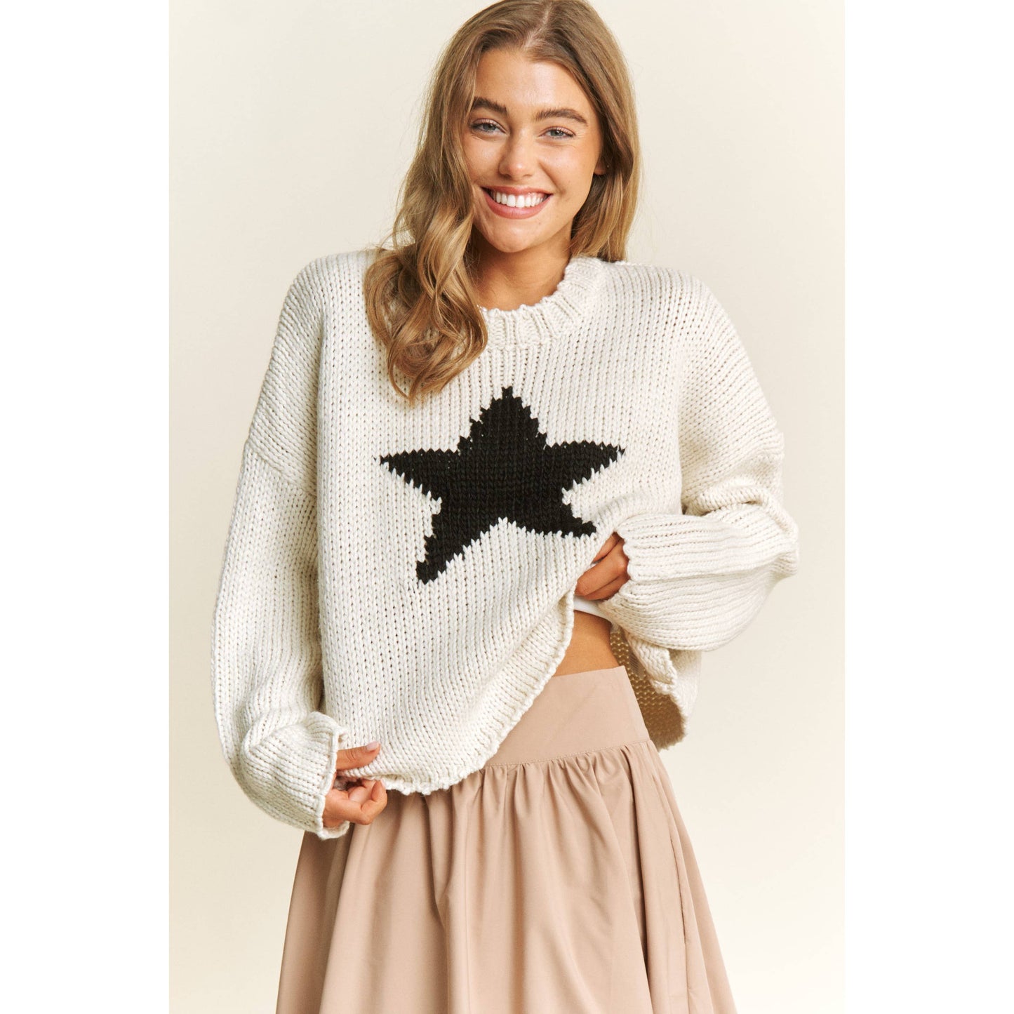 Chunky Knit Ivory Star Sweater