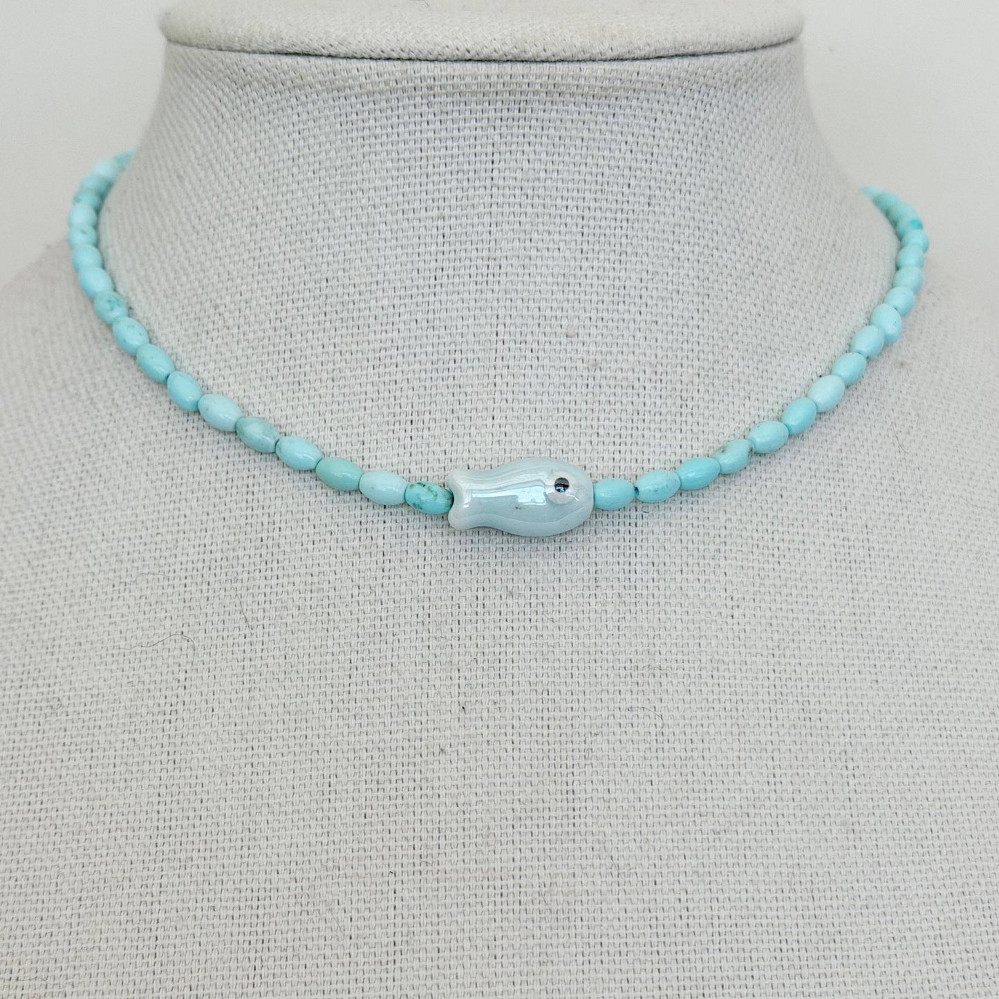 Blue Fish Beaded Necklace