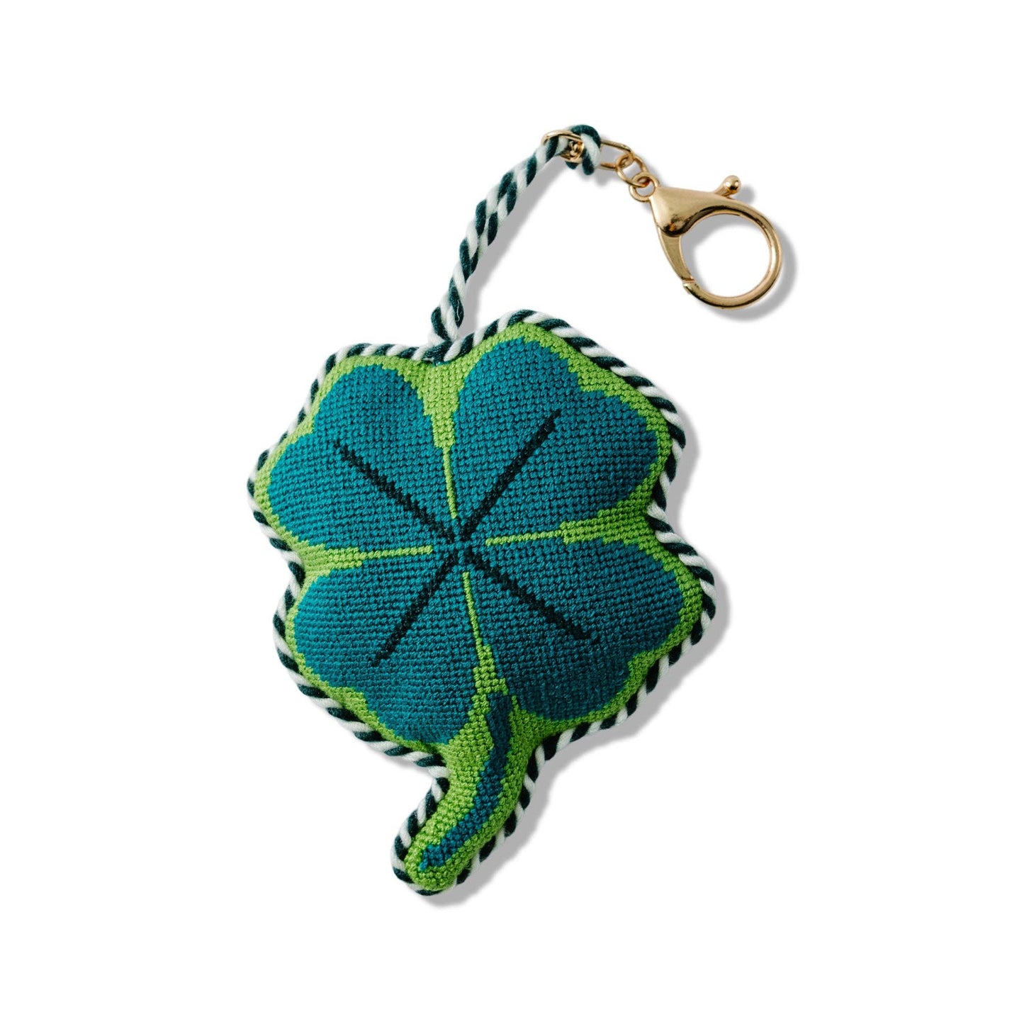 Four Leaf Clover Needlepoint Bag Charm