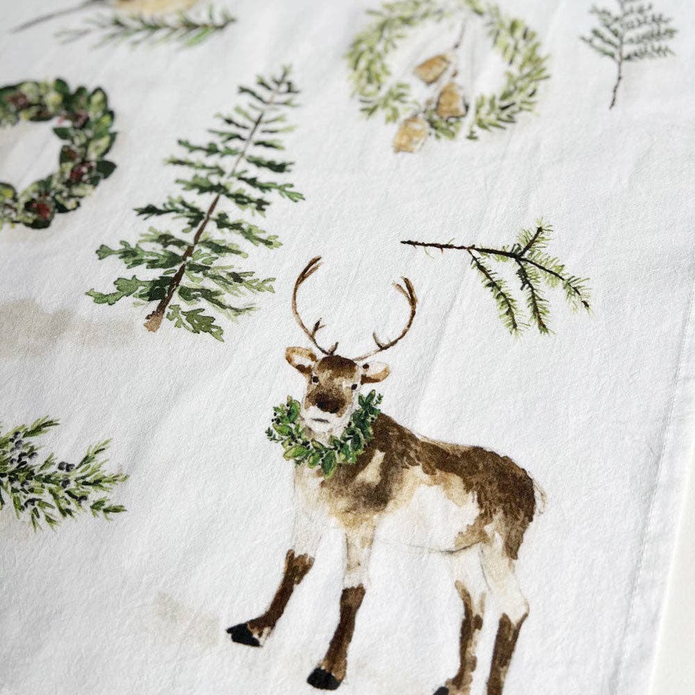 Emily Lex Studio Evergreen Christmas tea towel