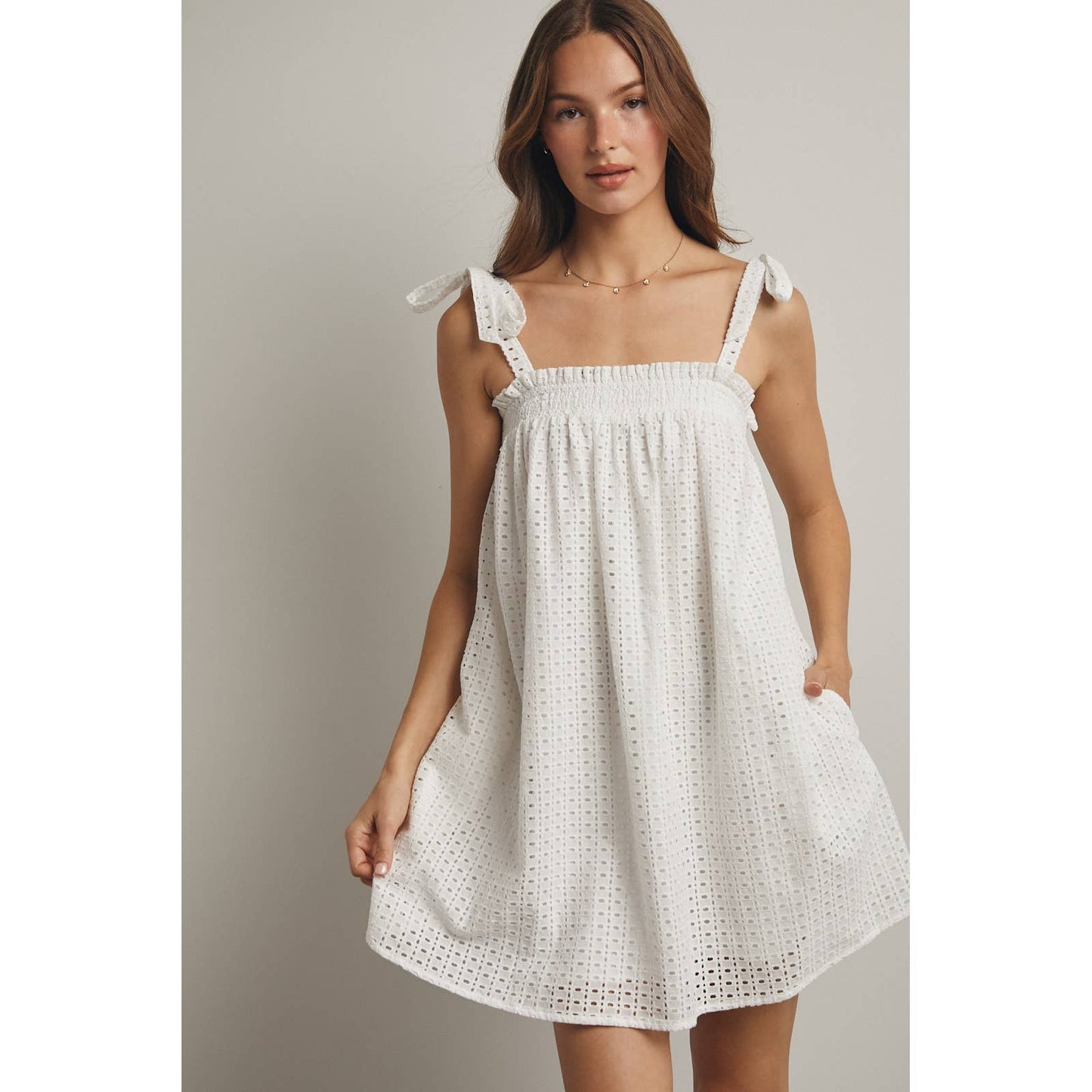 Eyelet Mini Dress