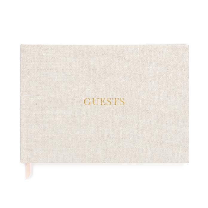 Ivory Flax Linen Guest Book