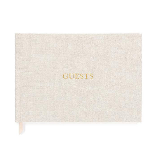 Ivory Flax Linen Guest Book