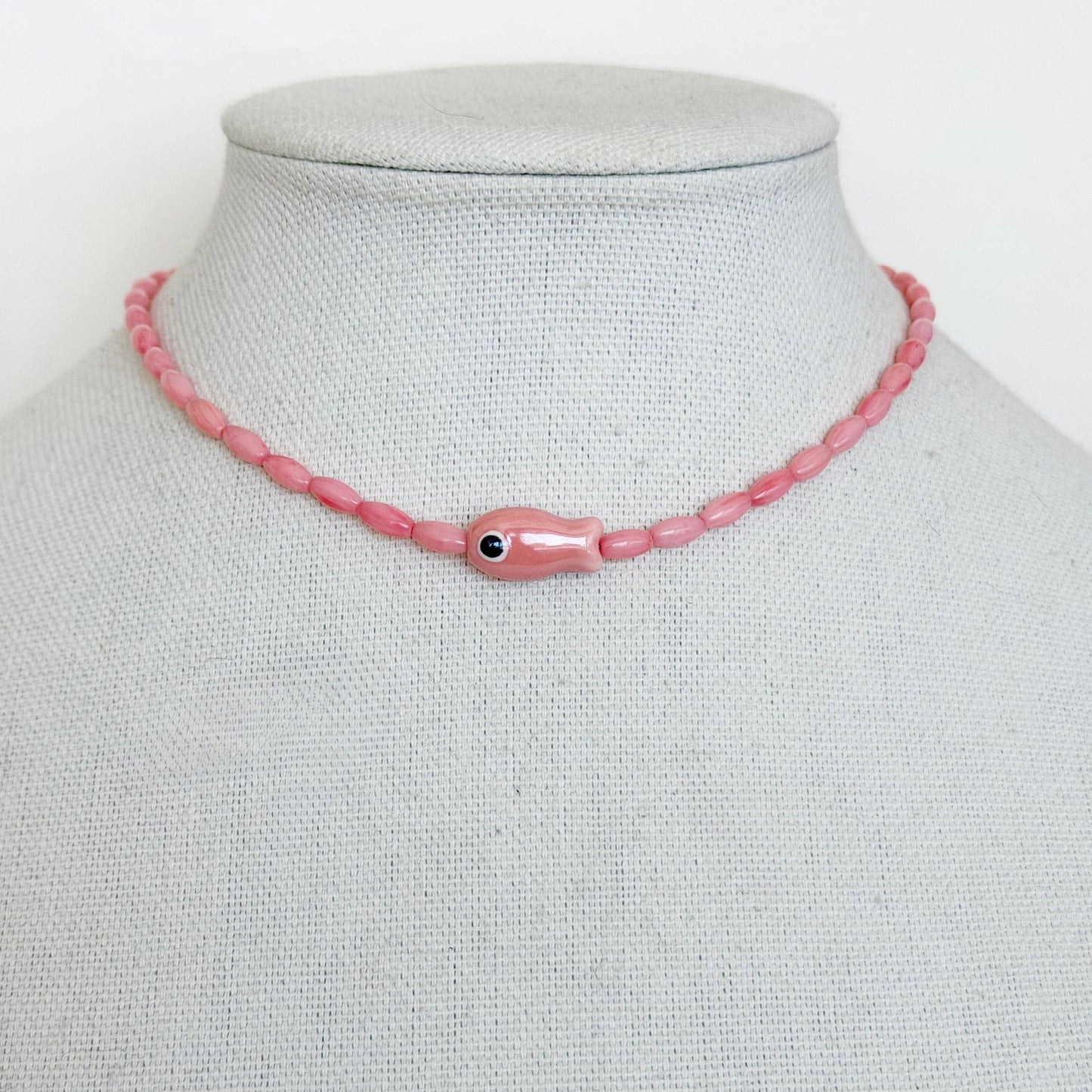 Pink Fish Beaded Necklace