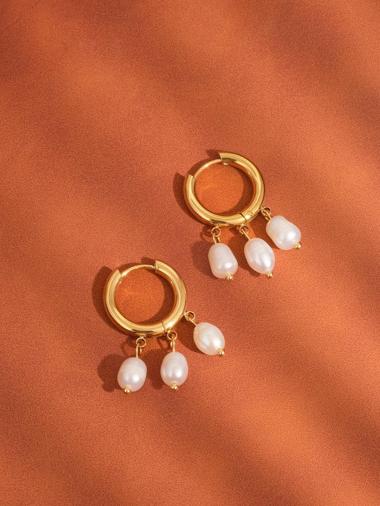 Rockport Triple Freshwater Pearl Hoops