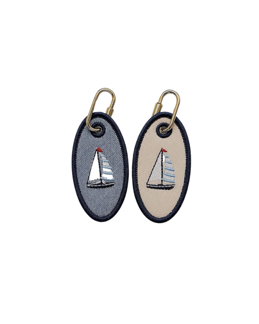 Sailboat Embroidered Bag Charm