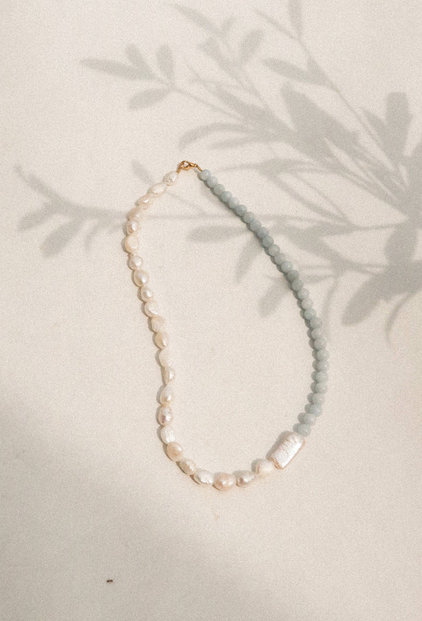 Quince Blue Jade and Pearl Necklace 