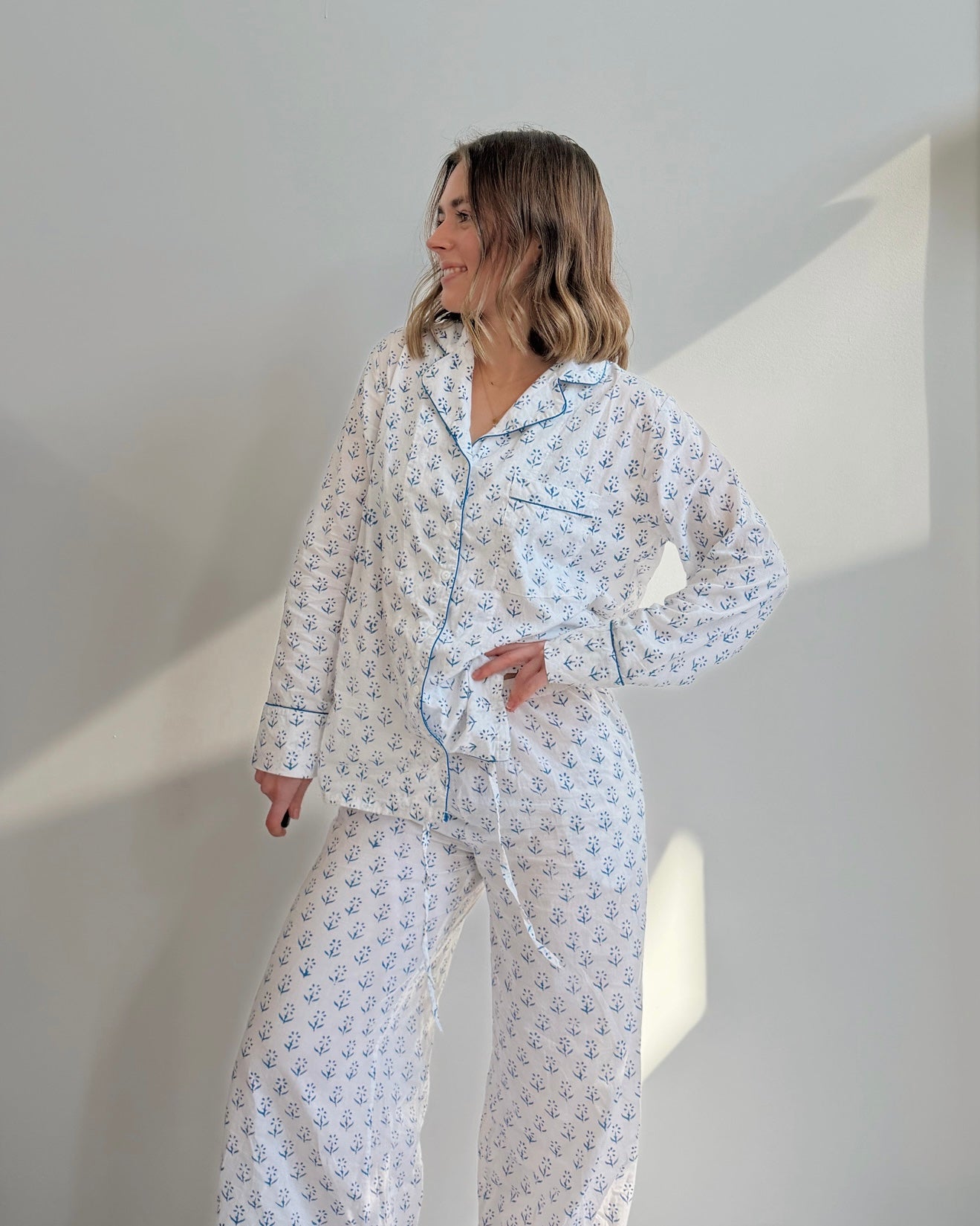 Leighton Long Sleeve & Pants Cotton Pajama Set
