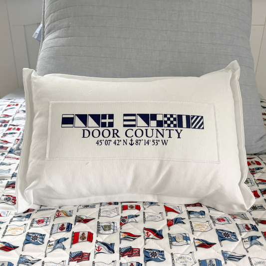 Door County Nautical Flag Pillow