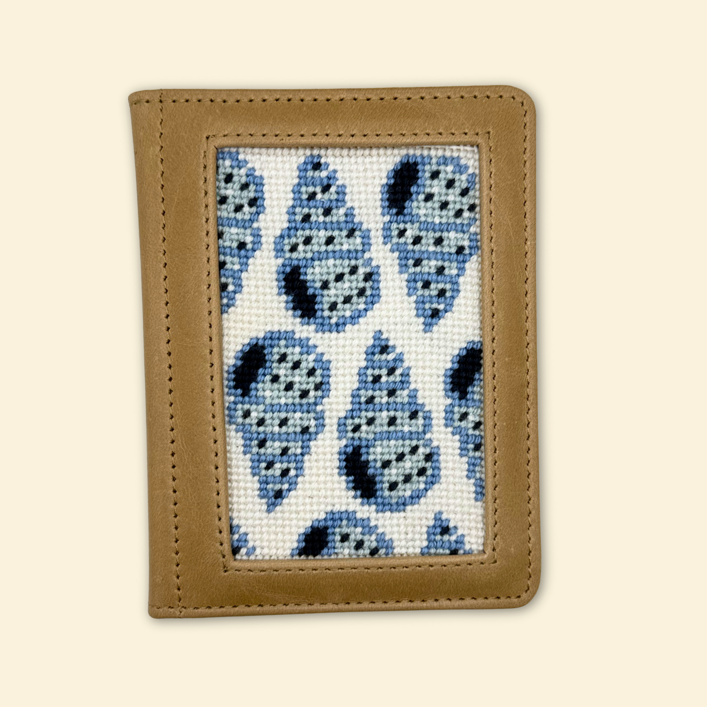 Shell Block Print Luggage Tag Needlepoint Kit