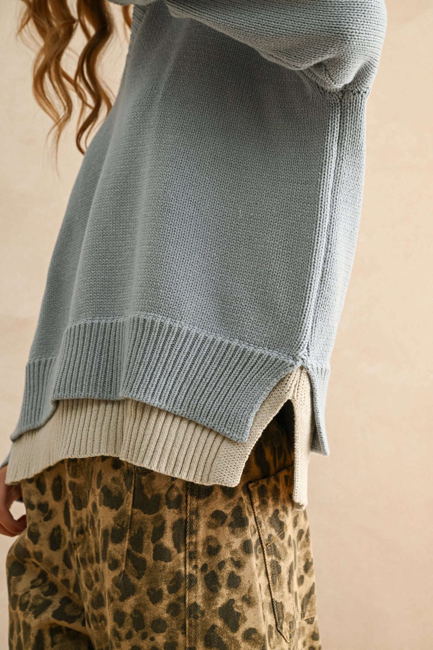 Layered V-Neck Collared Sweater