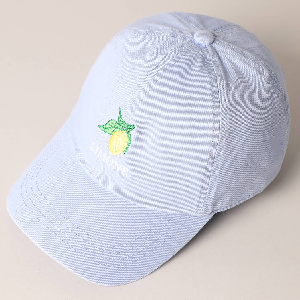 Limon Letter and Image Embroidered Baseball Cap