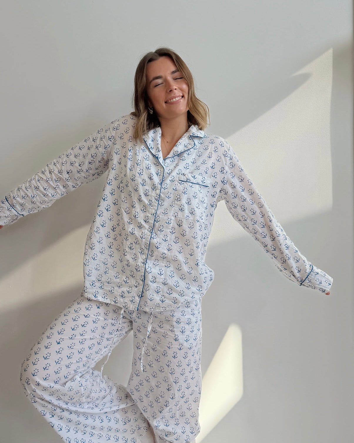 Leighton Long Sleeve & Pants Cotton Pajama Set