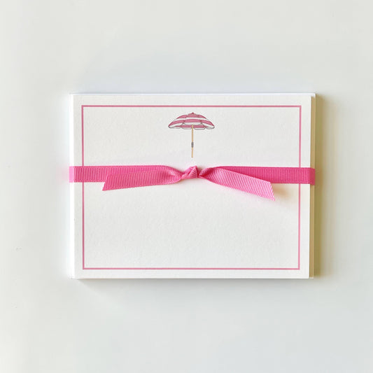 Beach Umbrella, Pink - Flat Note Cards