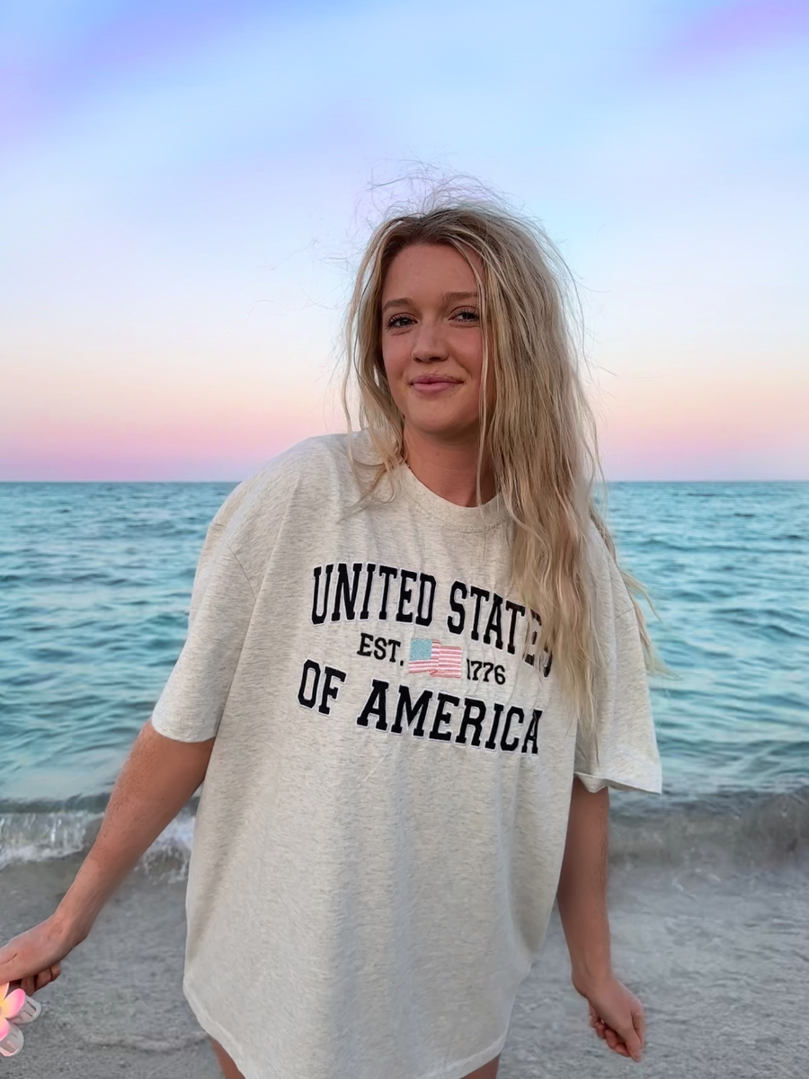 United States of America Embroider Flag Tee