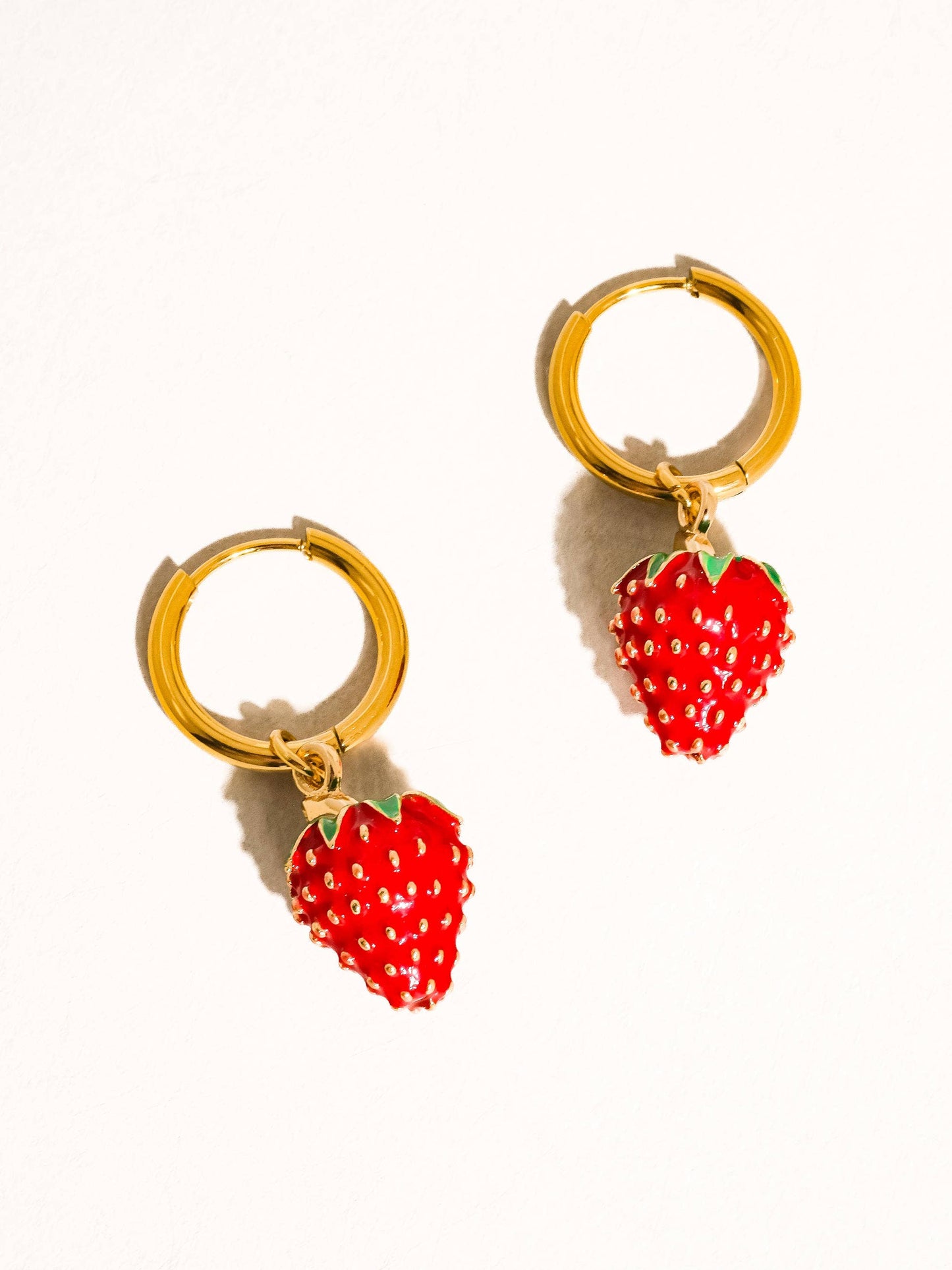 Vintage Strawberry Huggie Hoop Earrings