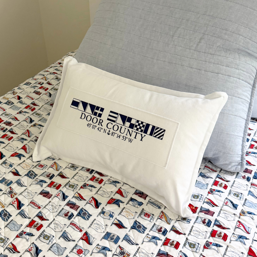 Door County Nautical Flag Pillow
