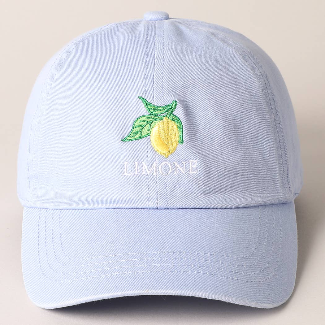 Limon Letter and Image Embroidered Baseball Cap