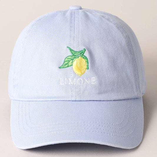 Limon Letter and Image Embroidered Baseball Cap