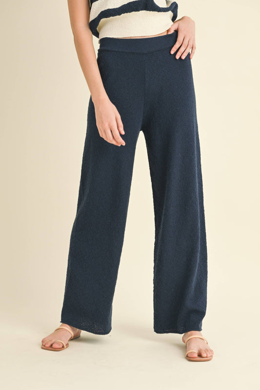 Navy Straight Leg Knit Pants