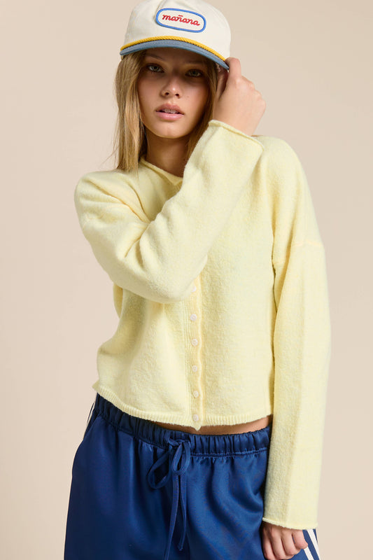 Butter Yellow Essentail Cardigan Sweater