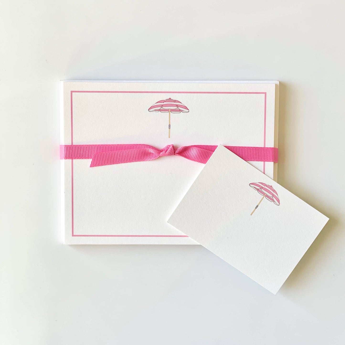 Pink Beach Umbrella Flat Notecard Set