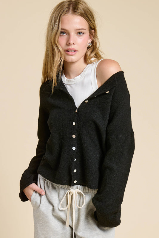 Black Essential Cardigan Sweater