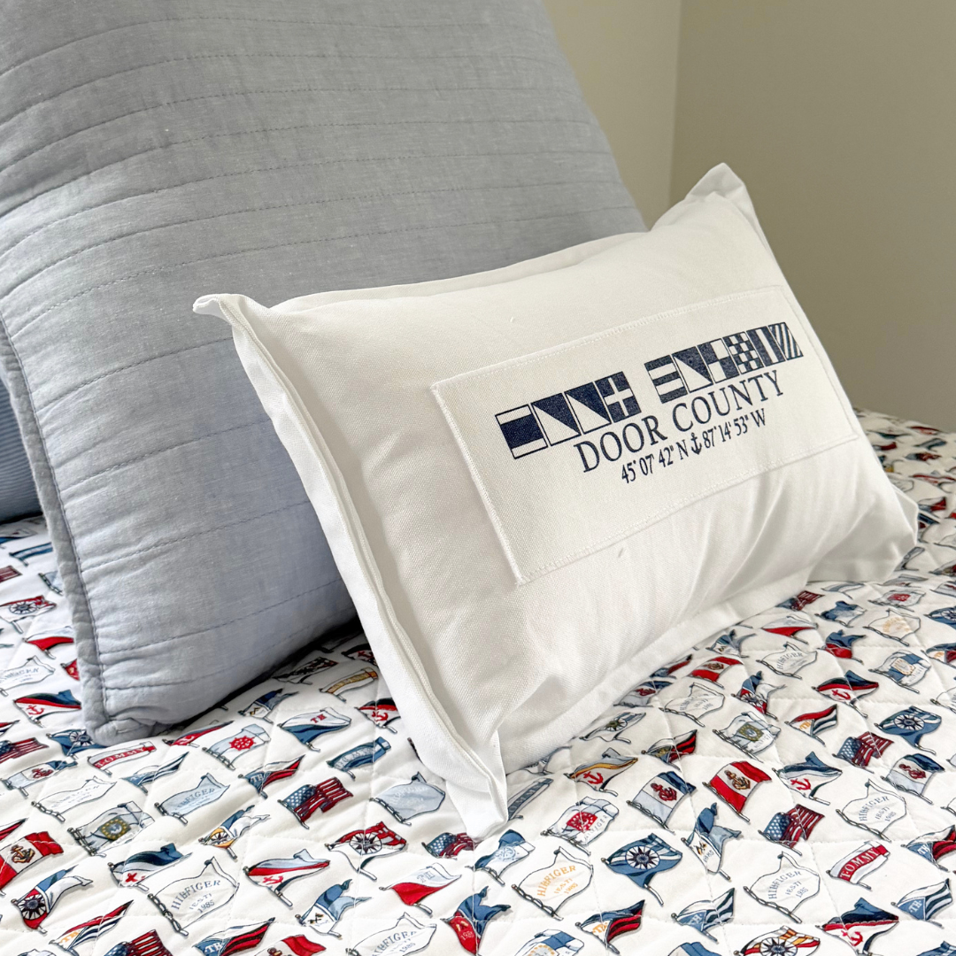 Door County Nautical Flag Pillow