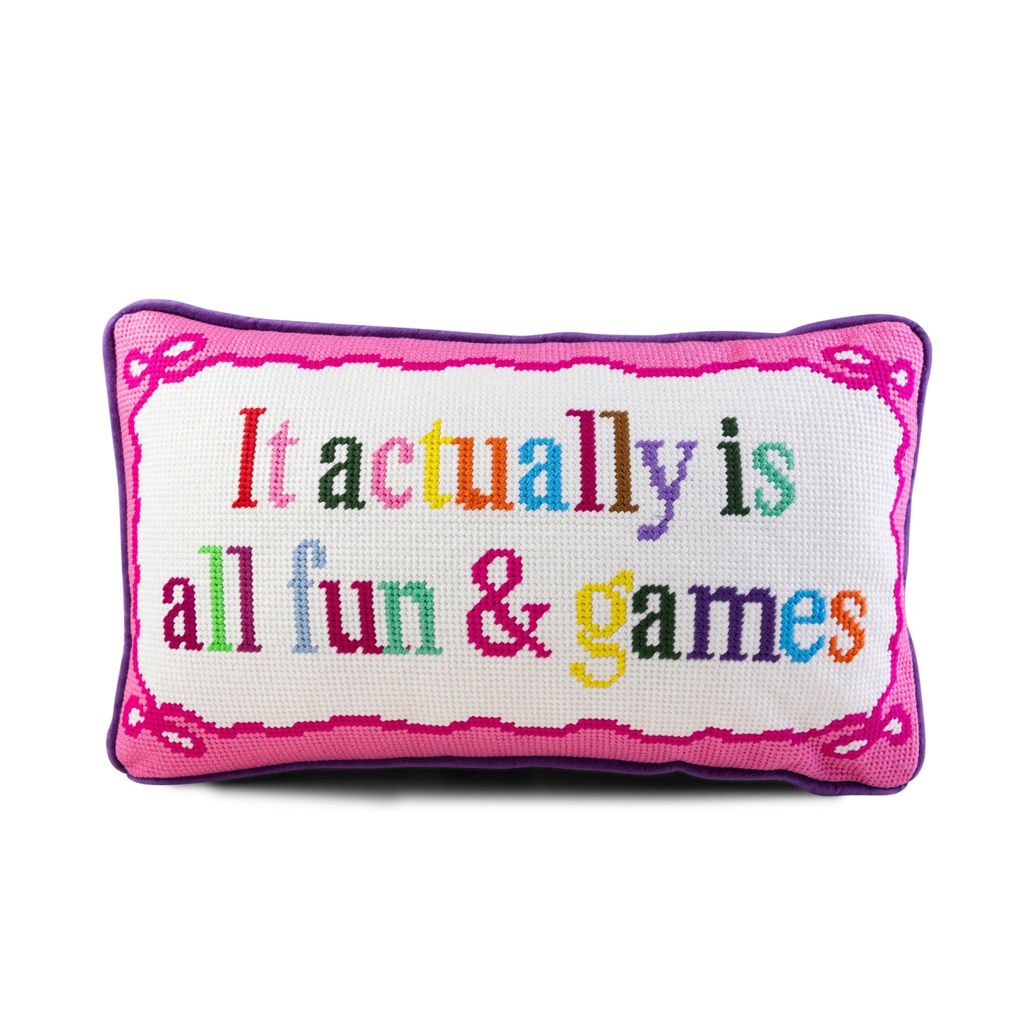 Furbish Studio It Actually Is All Fun & Games Needlepoint Pillow