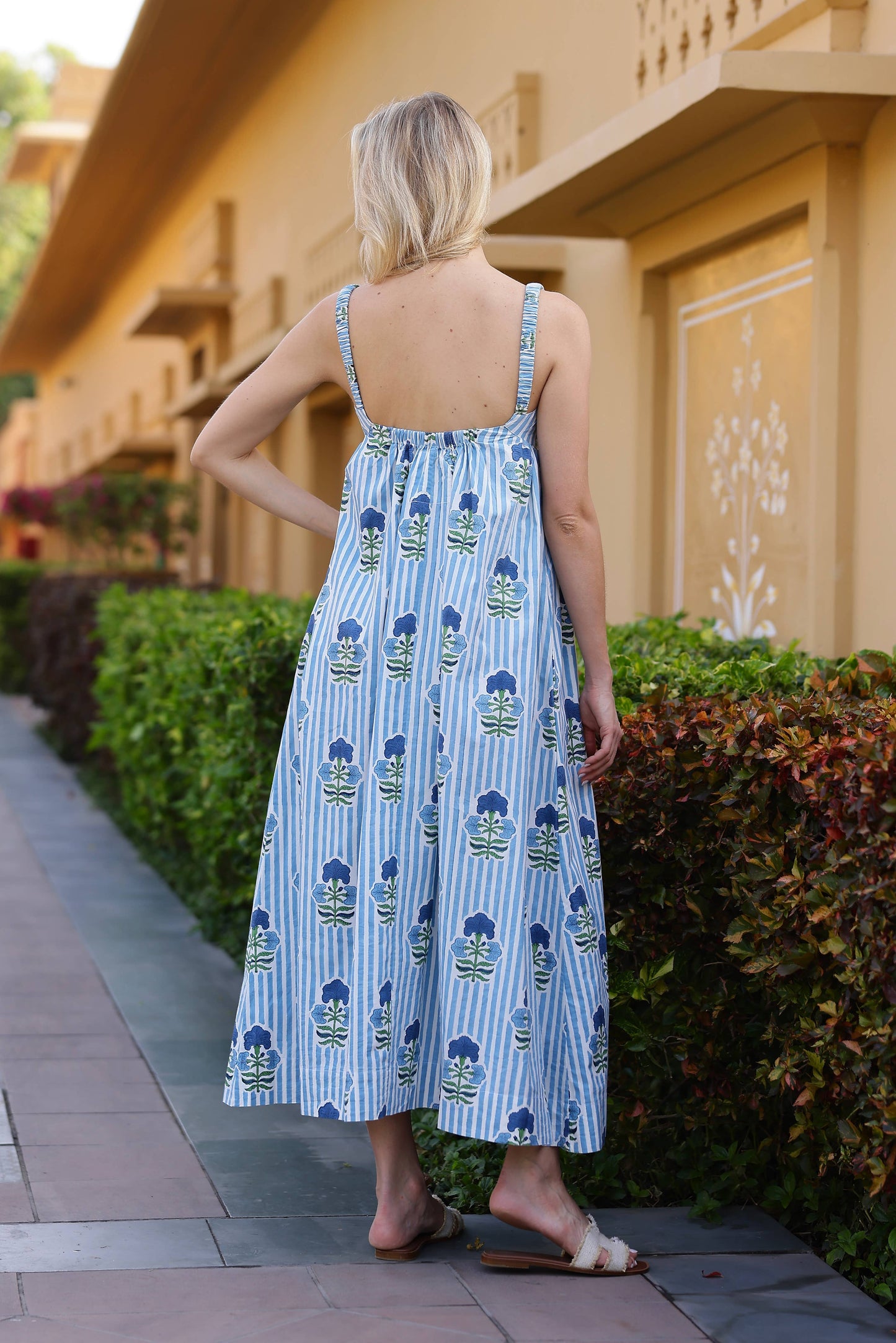 Annika Blue Block Print Dress