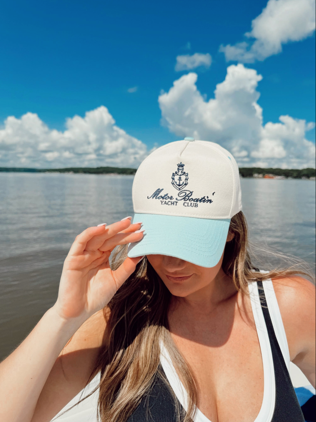 Motor Boatin' Yacht Club - Baby Blue Vintage Trucker Hat