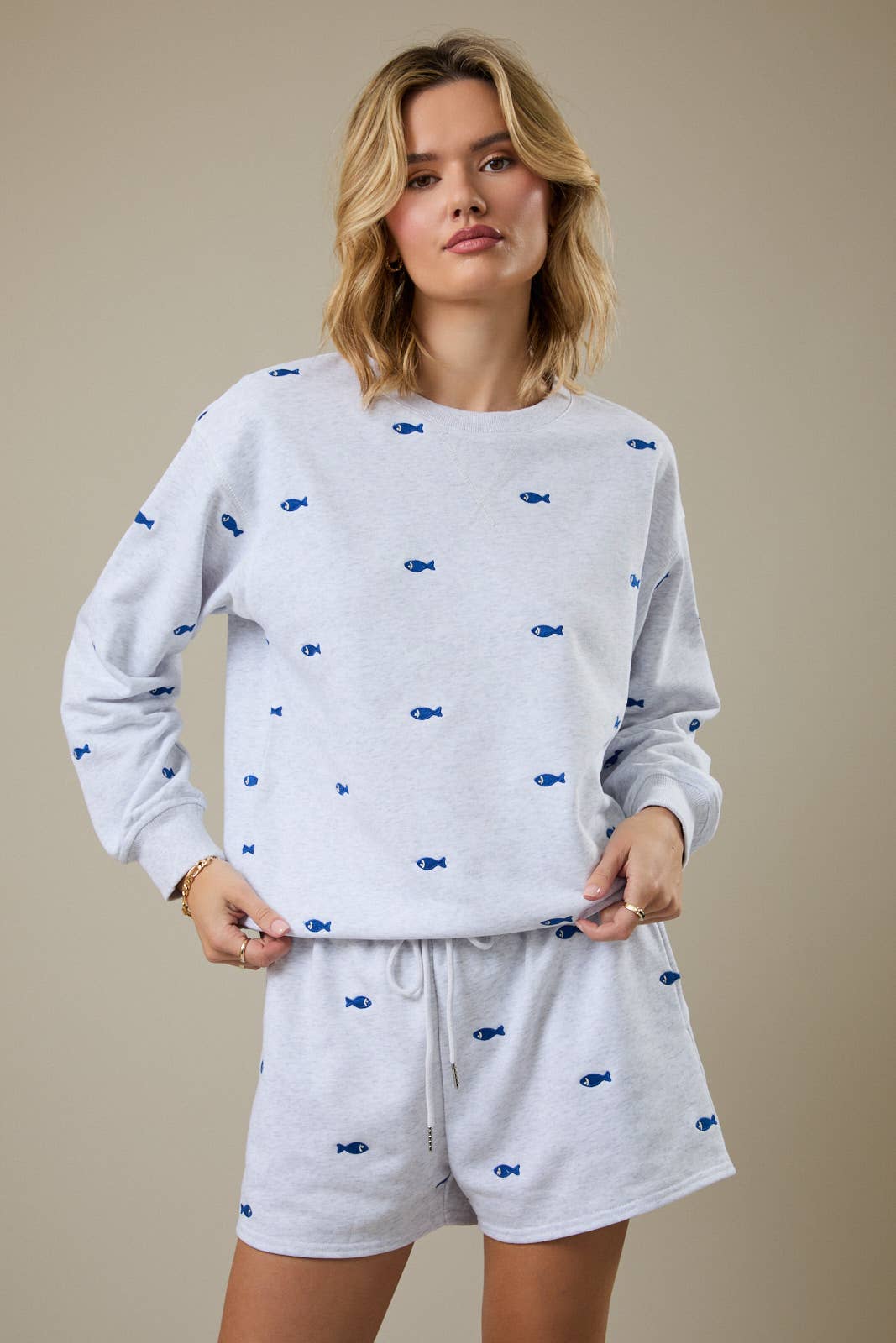 Fish Embroidered Crewneck