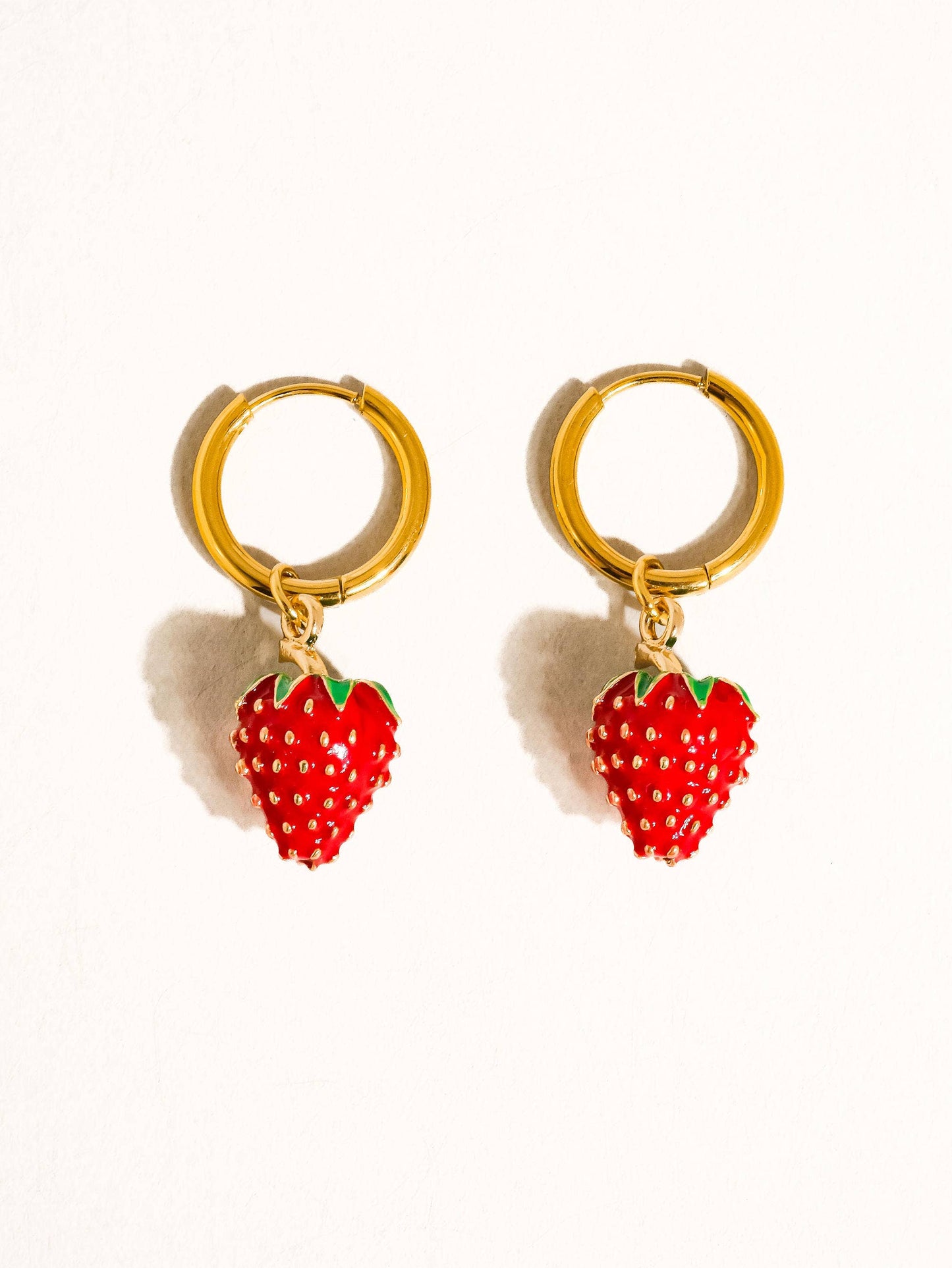 Vintage Strawberry Huggie Hoop Earrings