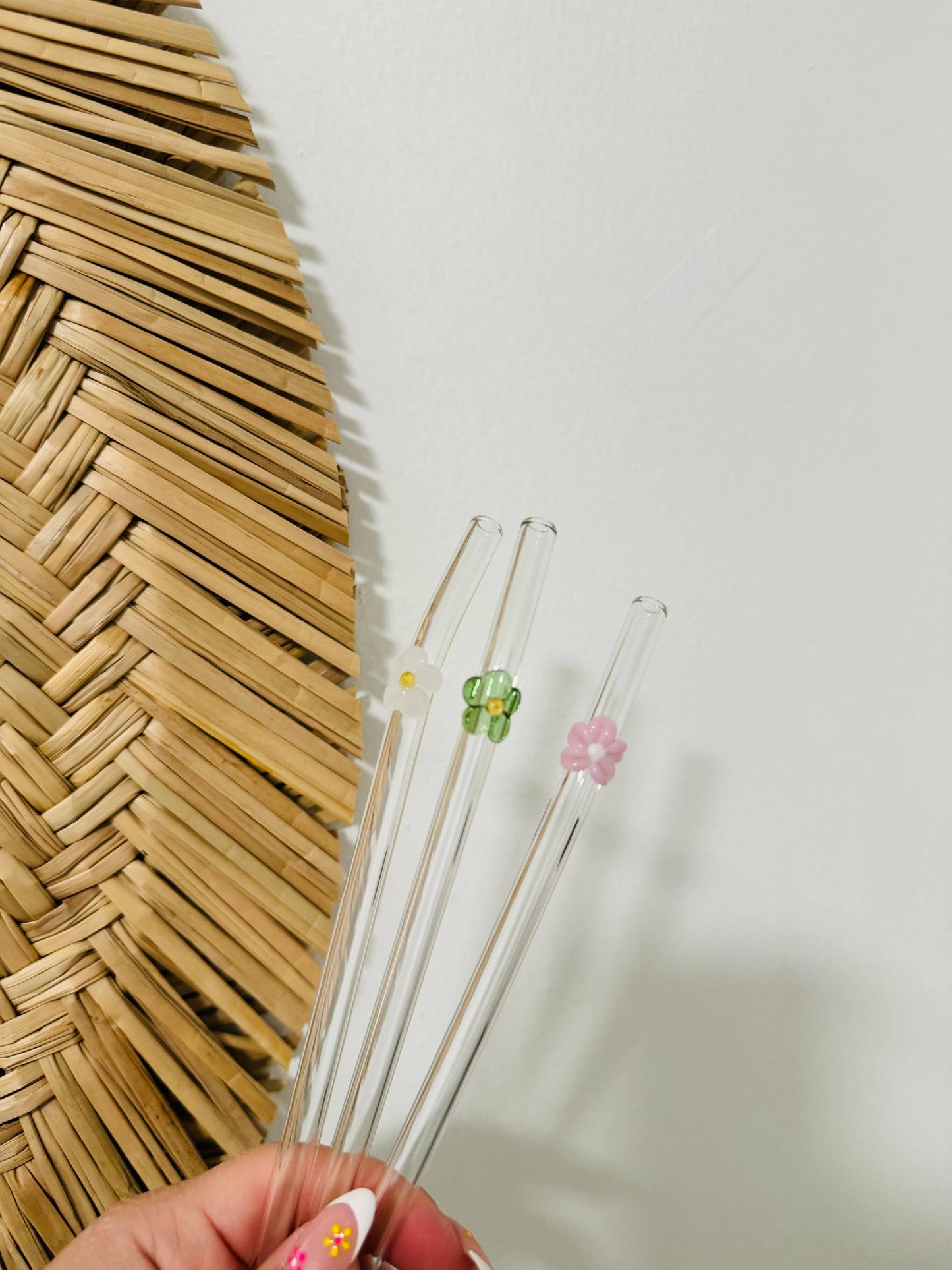 Flower Reusable Glass Straws