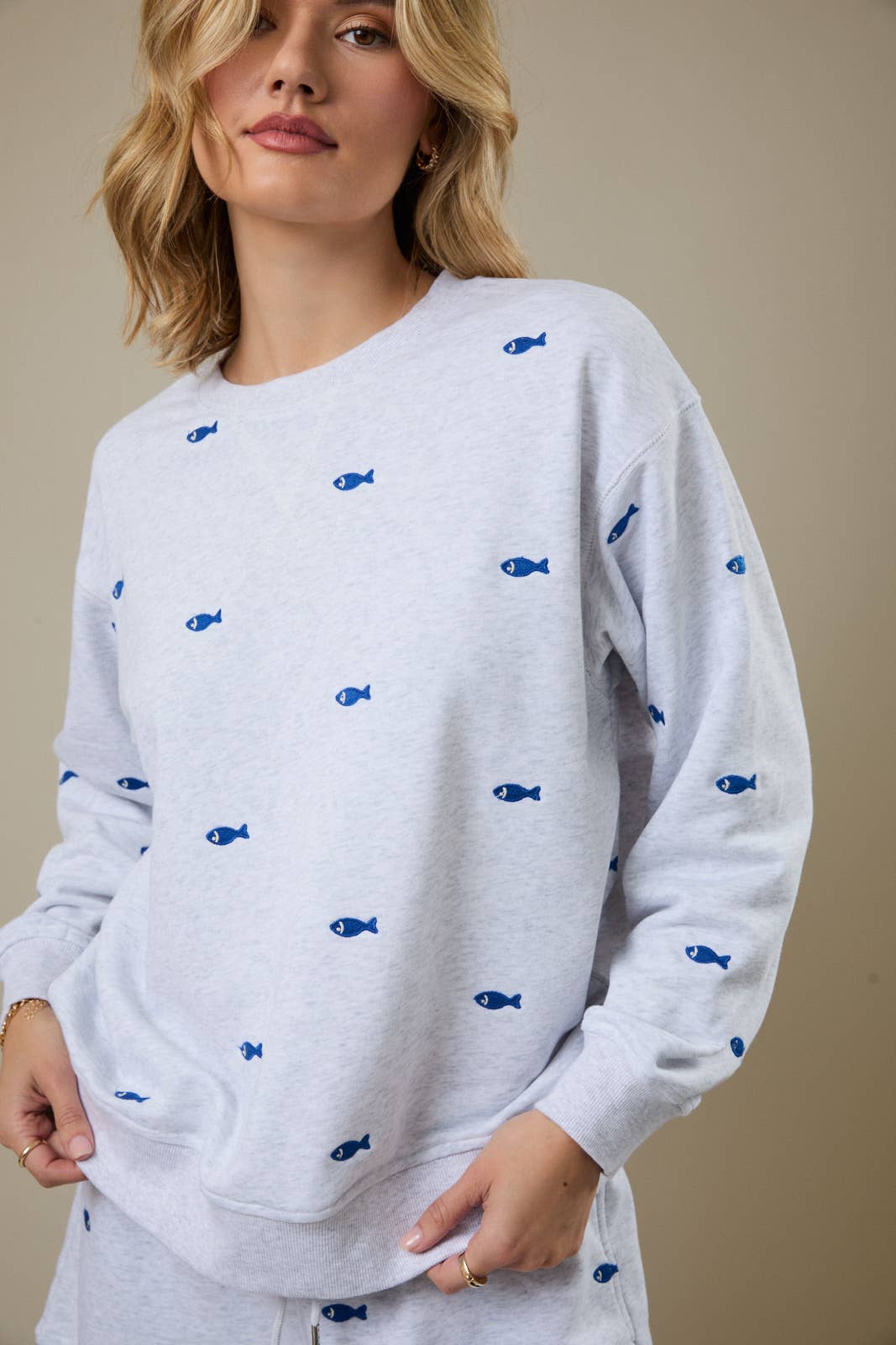 Fish Embroidered Crewneck