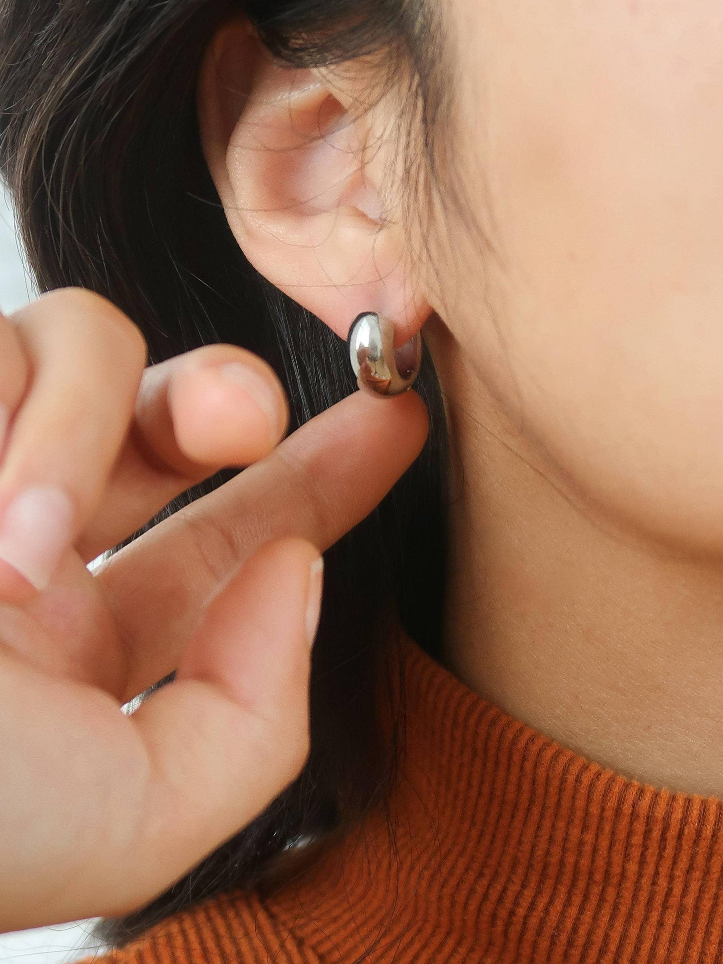Alexis Chunky Silver Hoop Earring